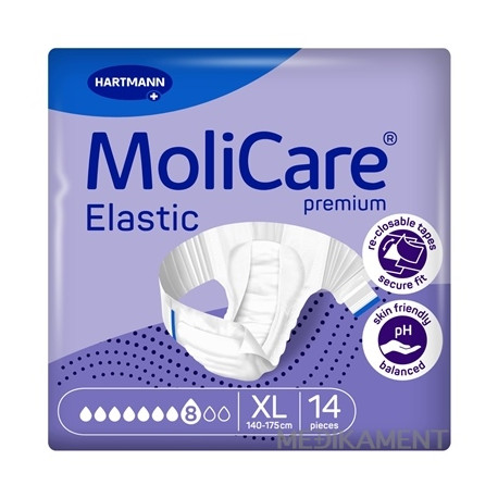 MoliCare Premium Elastic 8 kvapiek XL plienkové nohavičky zalepovacie 14 ks