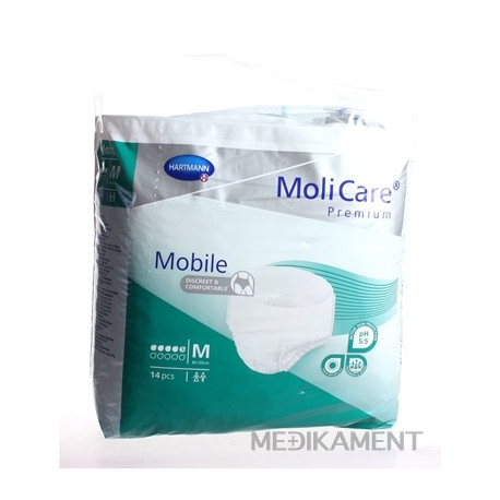 MoliCare Premium Mobile 5 kvapiek M zelené plienkové nohavičky naťahovacie 14 ks