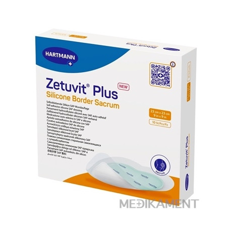 ZETUVIT Plus Silicone Border Sacrum kompres sterilný 23 x 23 cm 10 ks