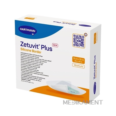 ZETUVIT Plus Silicone Border kompres sterilný 15 x 15 cm 10 ks