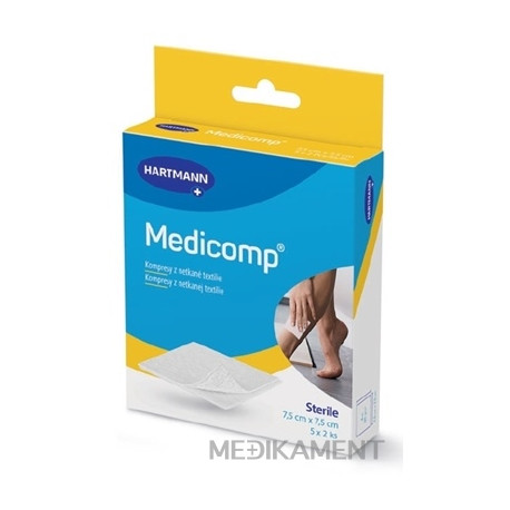 MEDICOMP kompresy z netkanej textílie sterilný 7,5 x 7,5 cm 10 ks