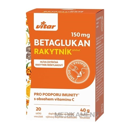 VITAR BETAGLUKÁN 150 mg prášok vo vrecúškach príchuť rakytník 20 ks