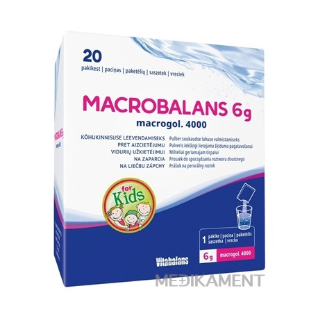 Vitabalans MACROBALANS 6 g macrogol. 4000 vrecúška, prášok na perorálny roztok 20 ks
