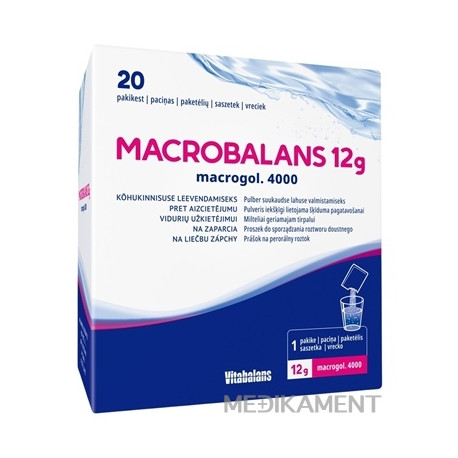 Vitabalans MACROBALANS 12 g macrogol. 4000 prášok na per. roztok vrecúška 20 ks