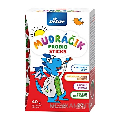 VITAR MUDRÁČIK Probio Sticks prášok vo vrecúškach, príchuť jahoda 20 ks