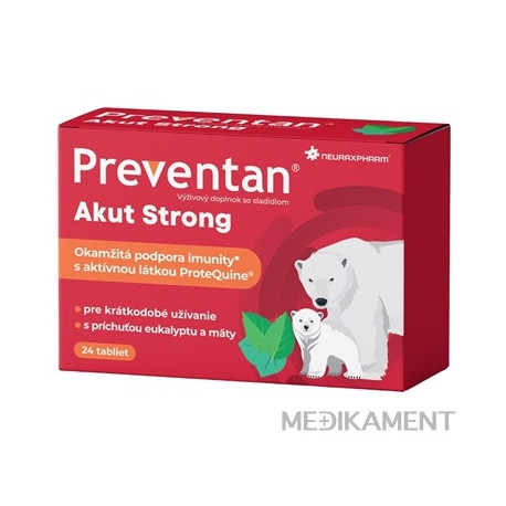 Neuraxpharm Preventan Akut Strong tablety s príchuťou eukalyptu a mäty 24 ks