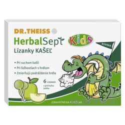 Dr.Theiss HerbalSept Kids KAŠEĽ Lízanky, s príchuťou jablka 6 ks