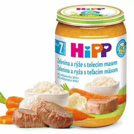 HiPP BIO PRÍKRM Zelenina a rýža s teľacím mäsom 220 g