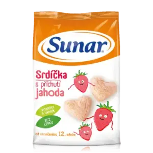SUNAR Chrumky srdiečka s príchuťou jahoda 50 g