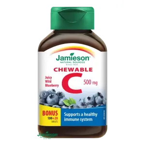 JAMIESON VITAMÍN C 500 mg čučoriedka tablety na cmúľanie 120 ks