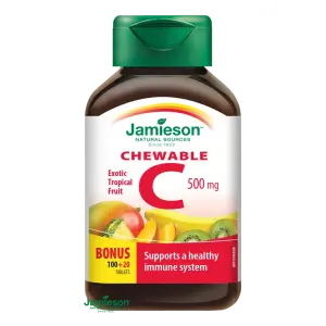 JAMIESON VITAMÍN C 500 mg tropické ovocie tablety na cmúľanie 120 ks