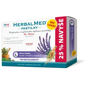 HERBALMED PASTILKY BEZ CUKRU pri prechladnutí šalvia ženšen 30 ks