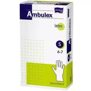 Ambulex rukavice LATEXOVÉ veľ. S nesterilné pudrované 100 ks