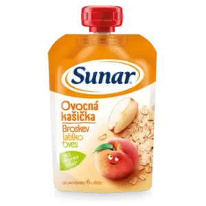 SUNAR Ovocná kašička broskyňa jablko ovos 120 g