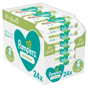PAMPERS wipes SENSITIVE PLASTIC FREE vlhčené obrúsky 24 x 52 ks