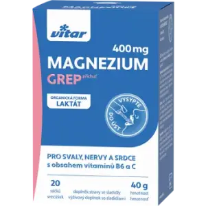 VITAR Magnézium 400 mg + vitamíny B6 a C vrecúška s príchuťou grepu 20 ks