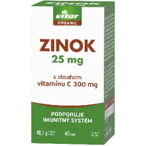 VITAR ORGANIC Zinok 25 mg tablety s obsahom vitamínu C 60 ks