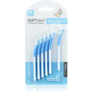 SOFTdent Medzizubné kefky Butterfly M 0,6 mm zahnuté modré 6 ks