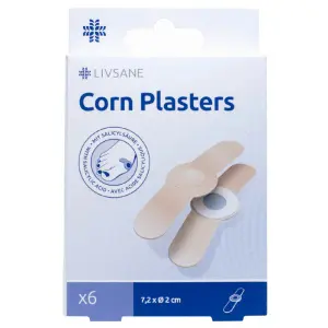 LIVSANE Náplasti na kurie oká s kyselinou salicylovou 7,2 x 2 cm 6 ks