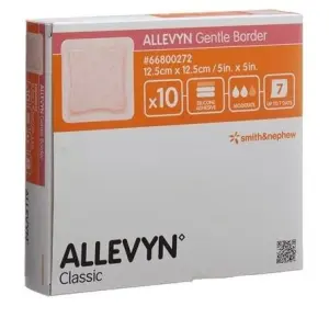 ALLEVYN Gentle Border Krytie na rany 12,5 x 12,5 cm, adhezívne penové krytie 10 ks