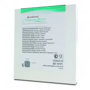 GRANUFLEX s adhezívnym okrajom hydrokoloidný obväz 6 x 6 cm 5 ks