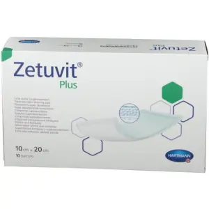 ZETUVIT Plus kompres nasiakavý sterilný 10 x 20 cm 10 ks