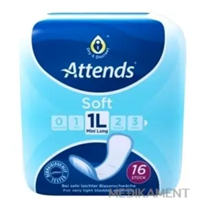 ATTENDS Soft MiniLong 1L ženské inkontinenčné vložky, savosť 299 ml, veľkosť 27,5 cm, 1x16