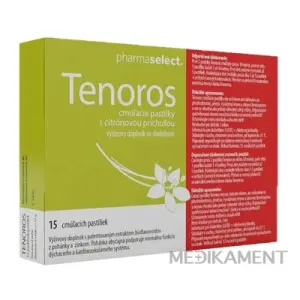 TENOROS pastilky na cmúľanie s pohánkou a zinkom, s citrónovou príchuťou 1x15 ks