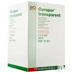 CURAPOR KRYTIE NA RANY TRANSPARENT 7 x 5 cm sterilné vodeodolné 50 ks