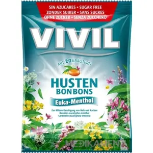 VIVIL BONBONS HUSTEN drops s eukalyptovo-mentolovou príchuťou s 20 bylinami bez cukru 60 g