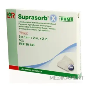 SUPRASORB X KRYTIE NA RANY + PHMB kompresy hydrobalančné antibakteriálne 5 x 5 cm 5 ks