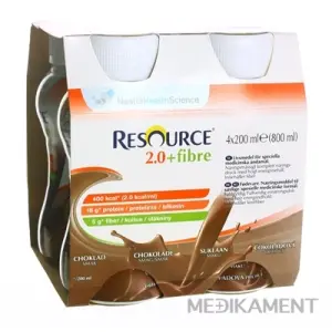 RESOURCE 2,0+ Fibre Čokoládová príchuť sol 4 x 200 ml