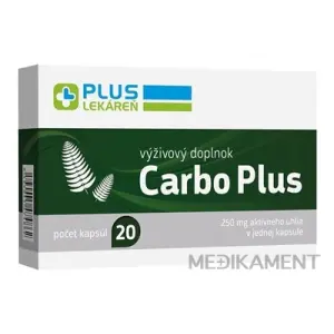 PLUS LEKÁREŇ Carbo Plus kapsuly aktívne uhlie 250 mg 20 ks