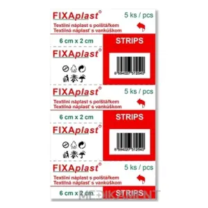 FIXAplast STRIPS náplasť 6 x 2 cm textilná s vankúšikom 5 ks
