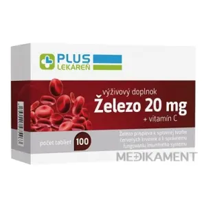 PLUS LEKÁREŇ Železo 20 mg + vitamín C tablety 100 ks