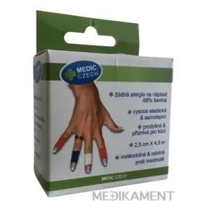 MEDIC Bandáž Finger Modrá 2,5cm x 4,5m, náplasť elastická (rýchloobväz), 1x1 ks