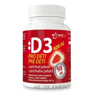 NUTRICIUS Vitamín D3 pre deti 400 IU s príchuťou jahôd tablety 90 ks