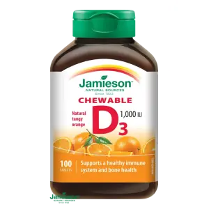 JAMIESON VITAMÍN D 1000 IU POMARANČ tablety na cmúľanie 100 ks