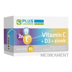 PLUS LEKÁREŇ Vitamín C + D3 + Zinok tablety 90 ks
