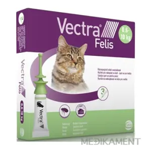 VECTRA Felis spot-on pre mačky 0,6-10 kg roztok na kožu aplikátor-zelený 3 x 0,9 ml