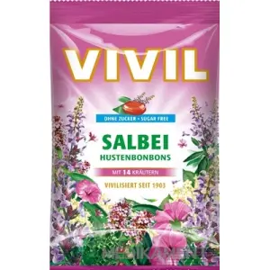 VIVIL BONBONS HUSTEN drops s príchuťou šalvia a 14 byliniek bez cukru 60 g