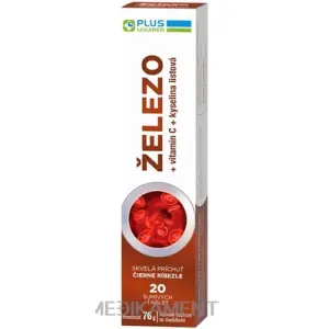PLUS LEKÁREŇ Železo + vitamín C + kyselina listová šumivé tablet s prich. č. ríbezle 20 ks