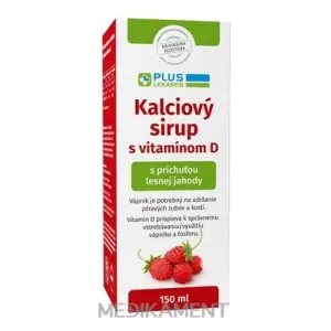 PLUS LEKÁREŇ Kalciový sirup s vitamínom D s príchuťou lesnej jahody 150 ml