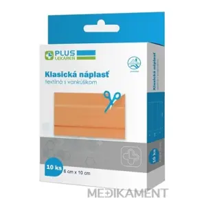 PLUS LEKÁREŇ Náplasť klasická textilná s vankúšikom 6 x 10 cm 10 ks