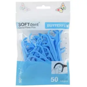 SOFTdent Dentálne špáradlá s niťou Butterfly v uzatvárateľnom obale 50 ks