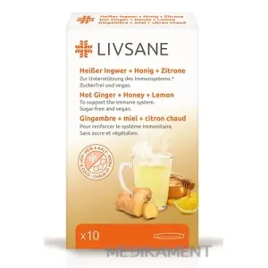 LIVSANE Horúci zázvor + med + citrón vrecúška prášok na prípravu nápoja 10 ks