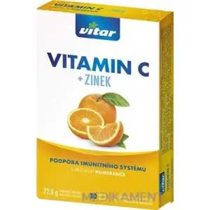 VITAR VITAMÍN C + ZINOK tbl oro s príchuťou pomaranč 1x30 ks