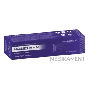 Slovakiapharm Magnézium + B6 šumivé tablety, príchuť citrón a limetka 20 ks