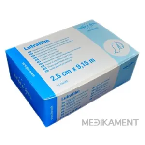 VIDRA Lutrafilm fixačná náplasť 2,5cm x 9,15m, z transparentnej fólie, cievka 1x12 ks