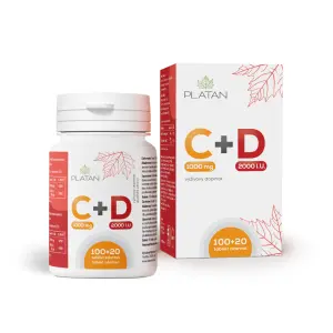 PLATAN Vitamín C 1000 mg + D 2000 I.U. tablety 120 ks